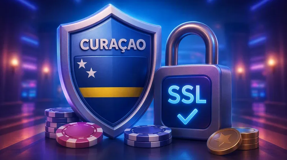 tarcza licencji Curaçao i kłódka SSL